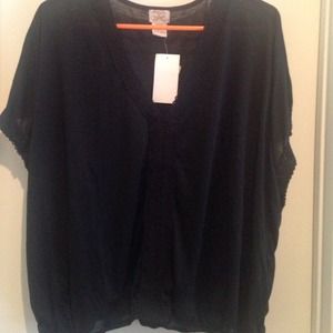 Black Tee with Crochet Details