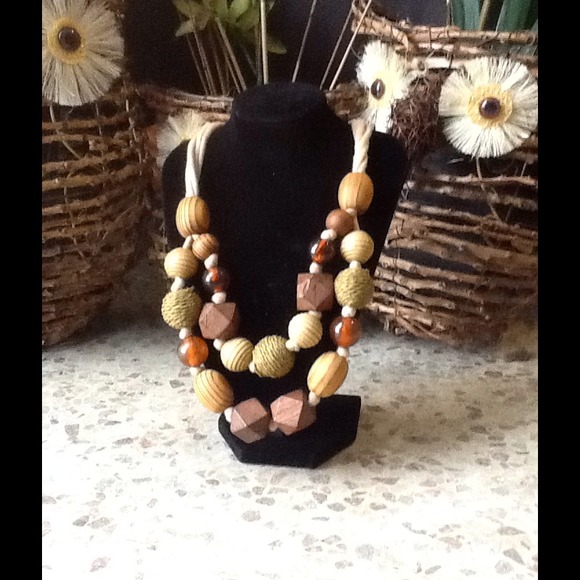 Stunning multi Wood beaded necklace.