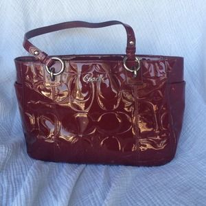 Red patent leather Coach purse