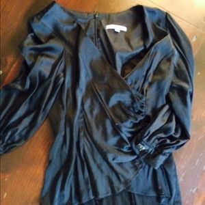 Nanette Lepore Black silk wrap top