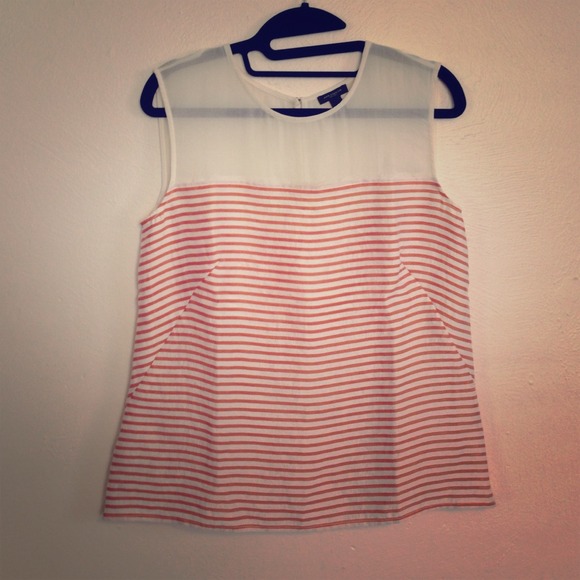 Orange striped Sleeveless Shirt