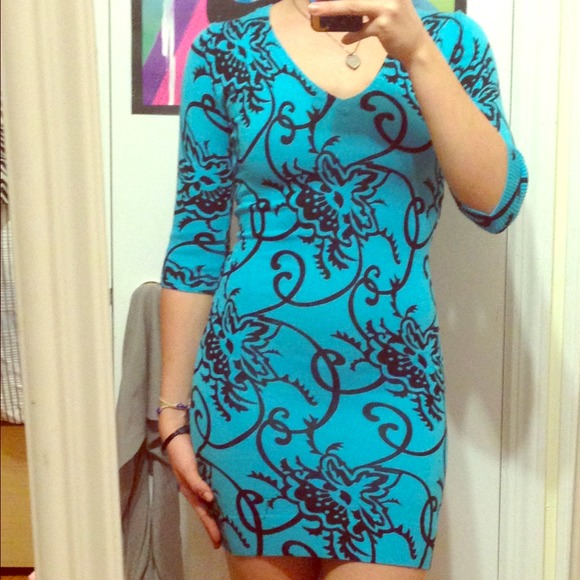 Bright Blue Print Dress