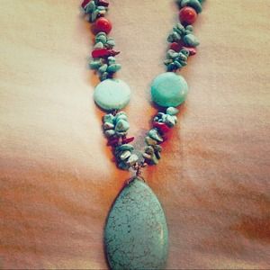 Teal marble necklace /bracelet
