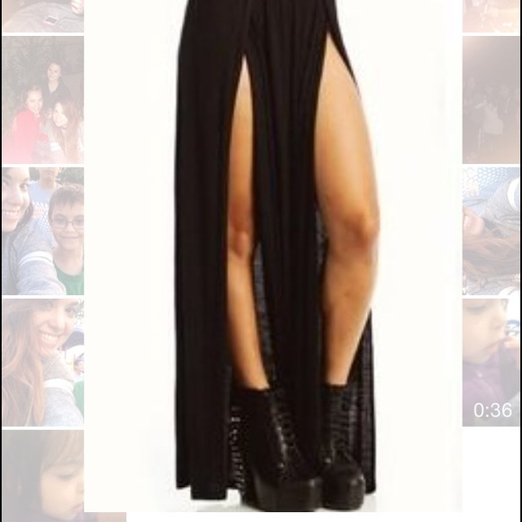 Black long two slit skirt