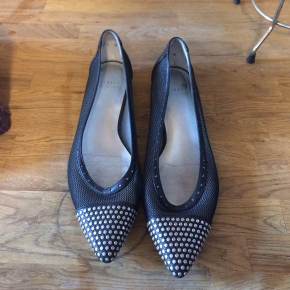 Stuart Weitzman Shoes - Stuart Weitzman studded flats black net leather