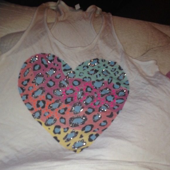 Bedazzled cheetah print heart tank