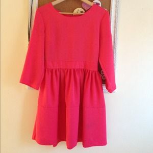 Coral, quarter-length dress