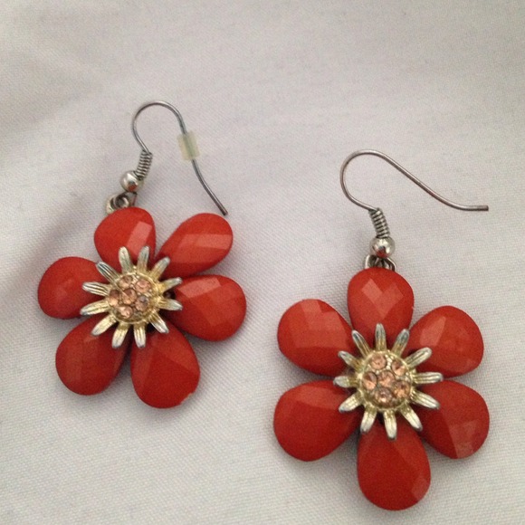 Flower orange earrings