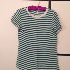 Banana republic green striped blouse