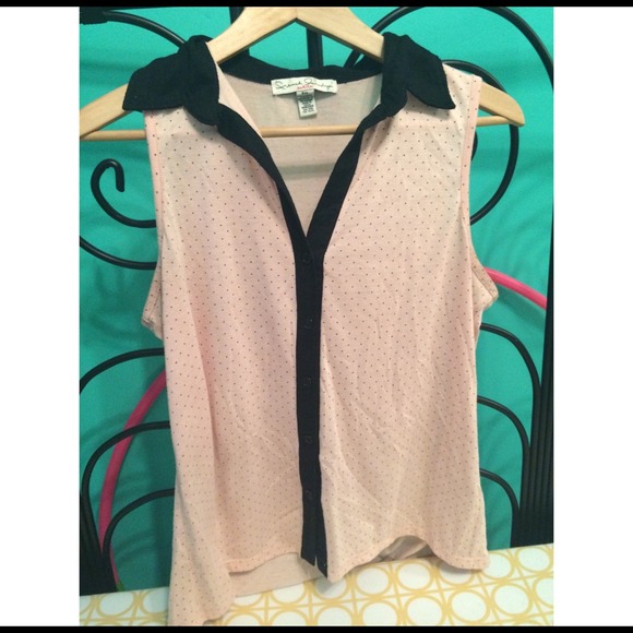 Pink polka dot button up shirt