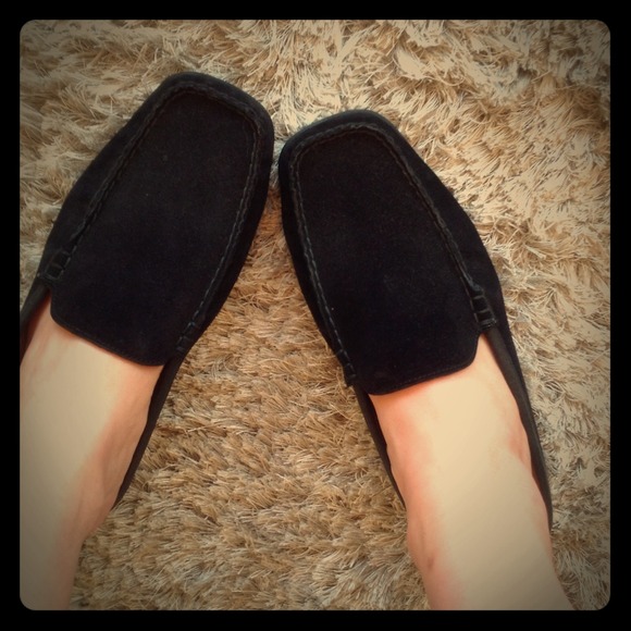 Black Suede Slip-On Loafers