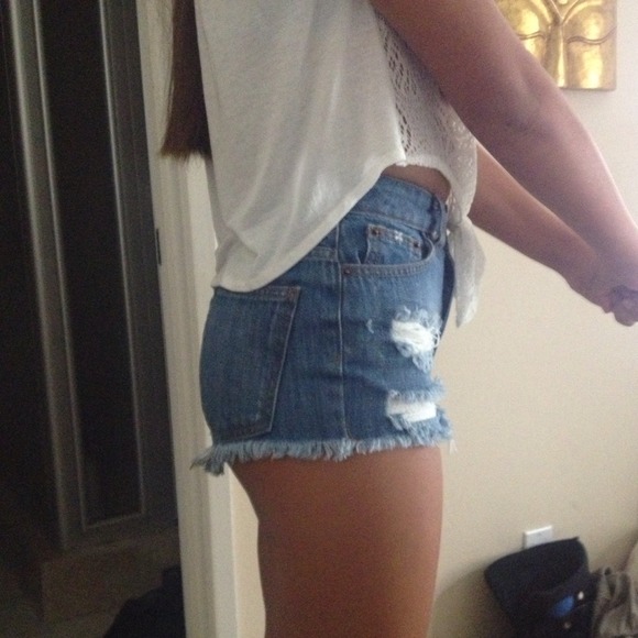 Blue Denim High-Rise Cheeky Shorts! Brand New! - Picture 2 of 3