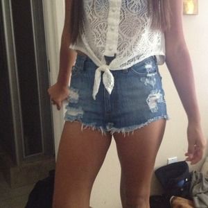 Blue Denim High-Rise Cheeky Shorts! Brand New!