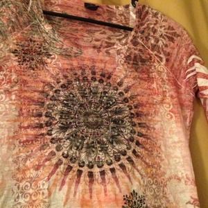 prAna // pink printed long-sleeve tee