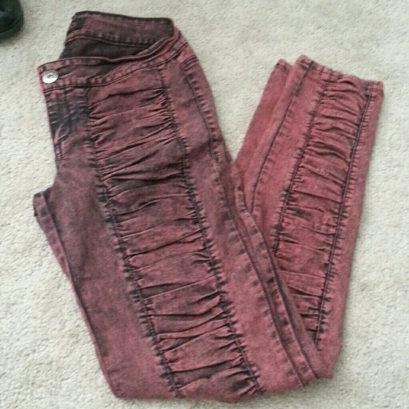 Pink jeans orange jeans and black combat boots!
