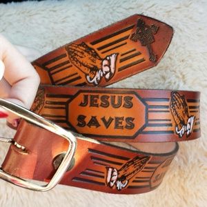 Jesus Saves Leather Belt