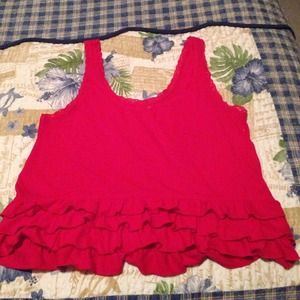 Red ruffle top