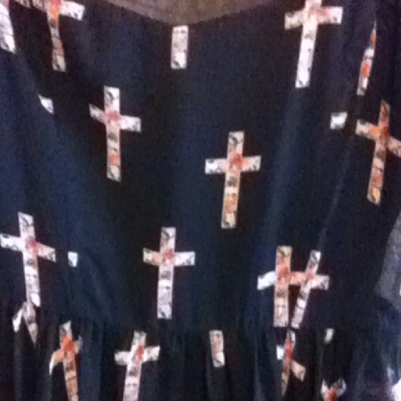 🌸 SOLD 🌸 Sheer skater cross/ floral print dress - Picture 2 of 2