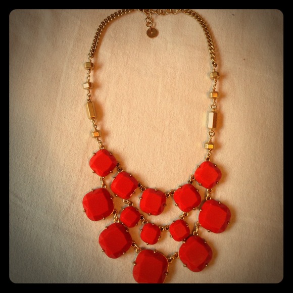SOLD! Stella & Dot Olivia Bib Orange Gold Necklace