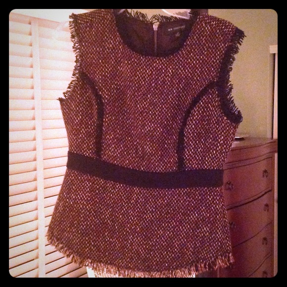 MM COUTURE tweed peplum sleeveless top