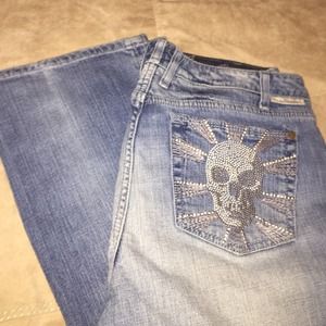 J & company light washed denim jeans skulls