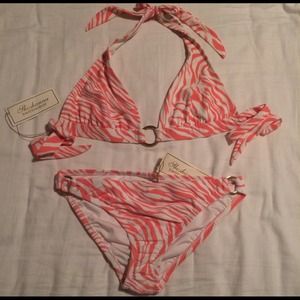 NEW Shoshanna coral zebra swim suit / bikini