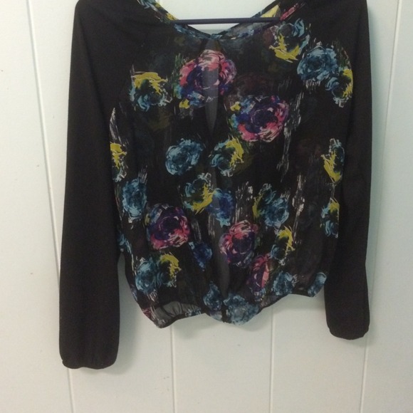 Rose print chiffon top