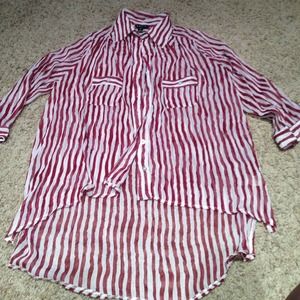 Maroon Stripped button down top