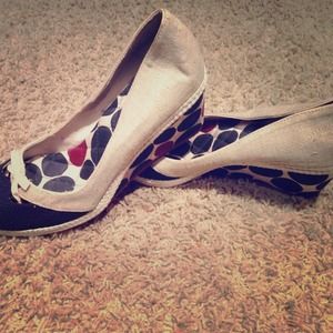 Polka dot peep toe wedges