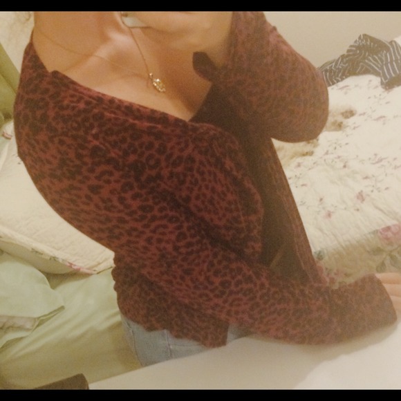 Burgundy cheetah cardigan