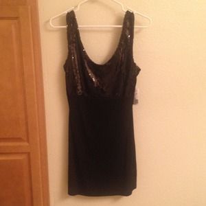 Little black sequined dress