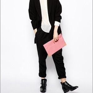 ASOS REAL LEATHER CLUTCH WITH METAL CORNERS