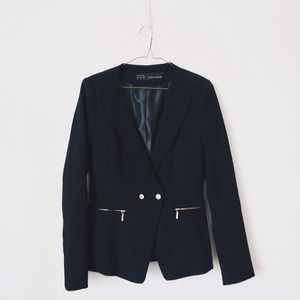 Pique Blazer With Zips