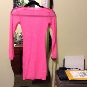 Hot pink american apparel micro-mesh dress