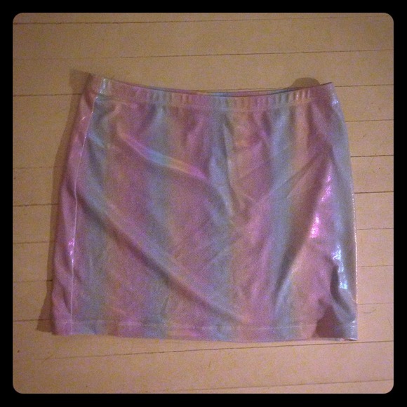 Rave Metallic rainbow mini skirt
