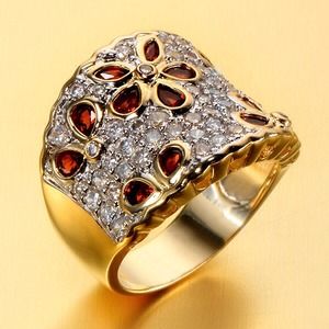 2.58 CTTW Garnet Flower Ring ~ Size 9