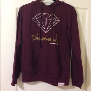 Diamond maroon hoodie sweater