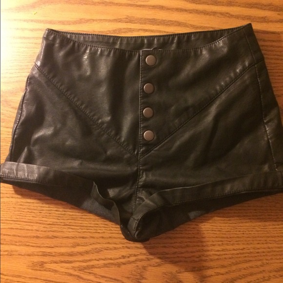NEW Pacsun High waisted black faux leather shorts