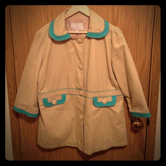 Old Navy Spring Coat - Tan & Turquiose