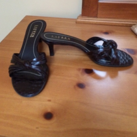 Brown slip on sandals