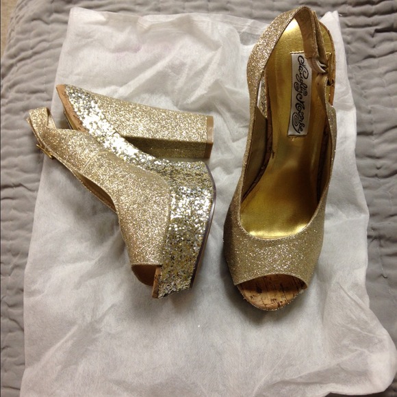 Gold high heels