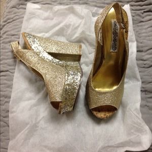 Gold high heels