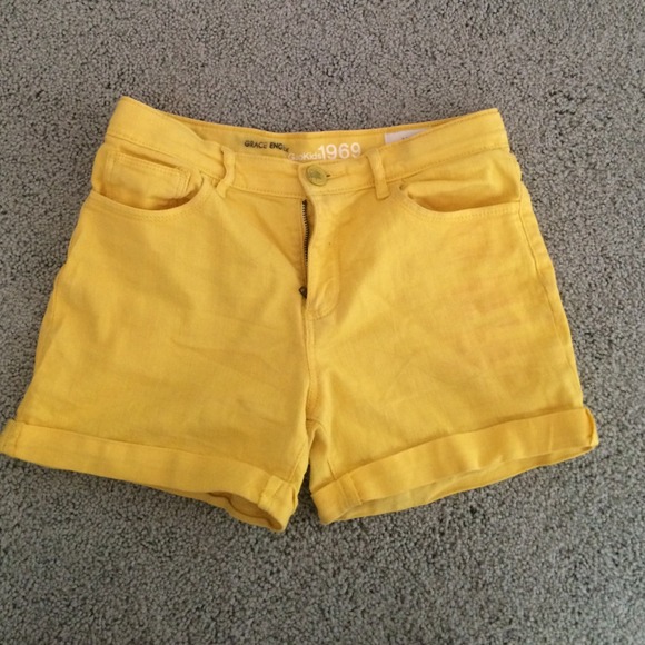 Yellow high wasted shorts