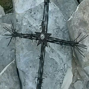 ***SOLD***   Barb wire cross. (Wall decor)