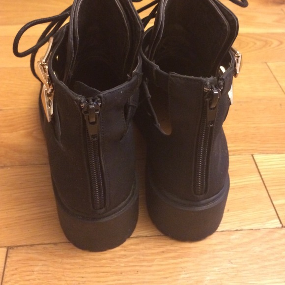 Black Cut out boots w/ gold buckles! - Picture 3 of 4