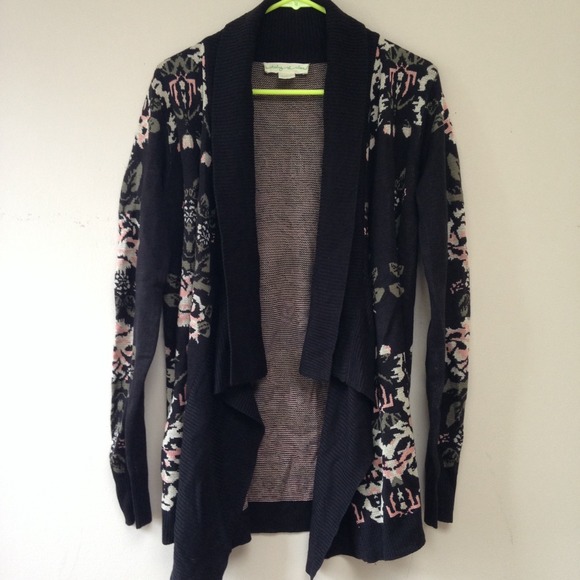 Floral motif open cardigan