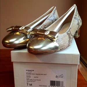 Authentic Coach Rivera Snake Skin slip on heel 7M