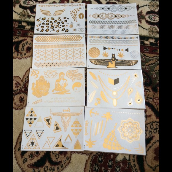 Flash metallic gold tattoos temporary body art