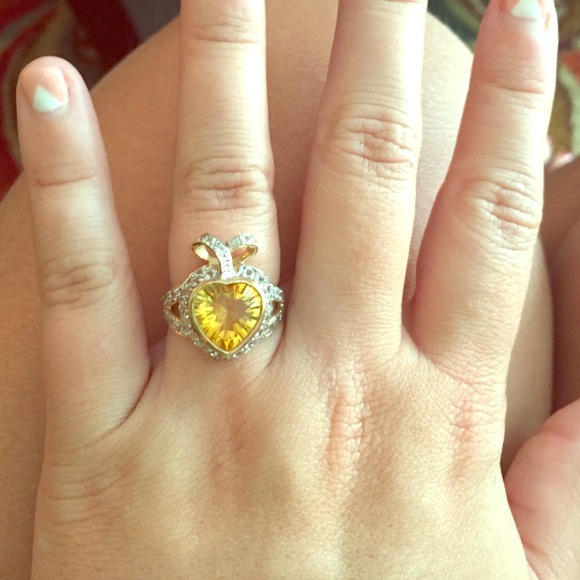 Yellow citrine cocktail ring. Never worn