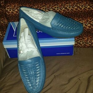 NIB Blue leather moccasin